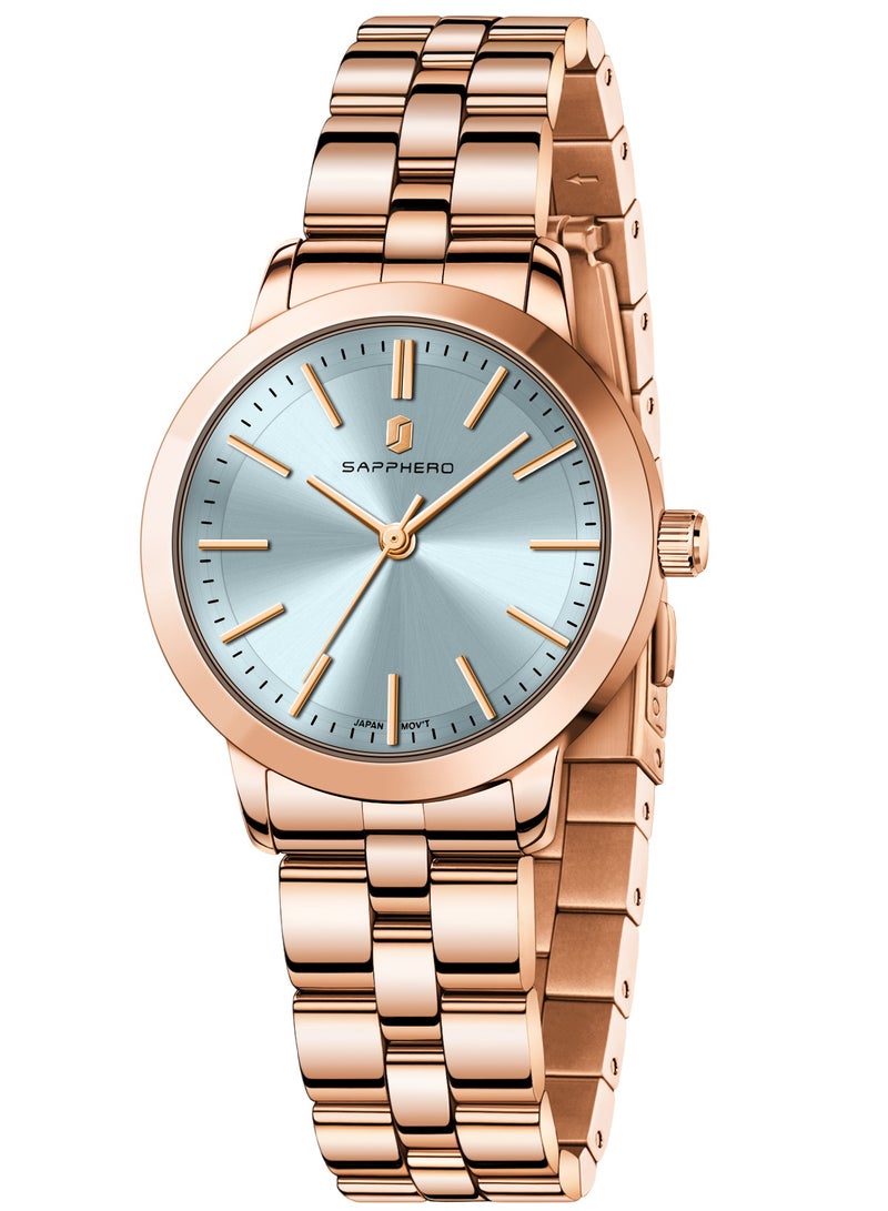 سافيرو ساعة سافيرو النسائية الفاخرة بسوار من الفولاذ المقاوم للصدأ، وحركة كوارتز بمؤشر، ومقاومة للماء حتى 5 ATM، هدية مثالية للنساء. - Image 1